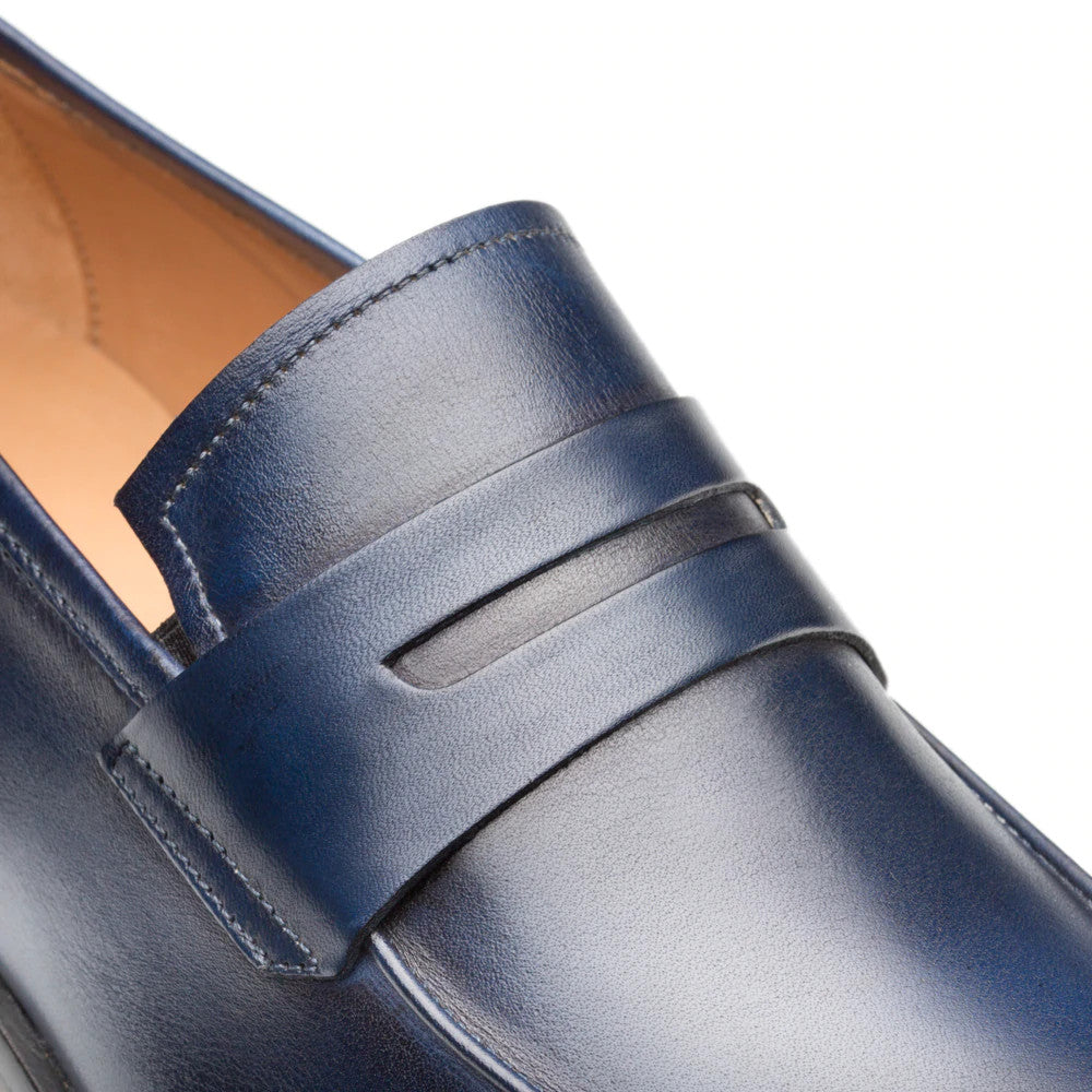 Calfskin Penny Loafer Navy by Mezlan