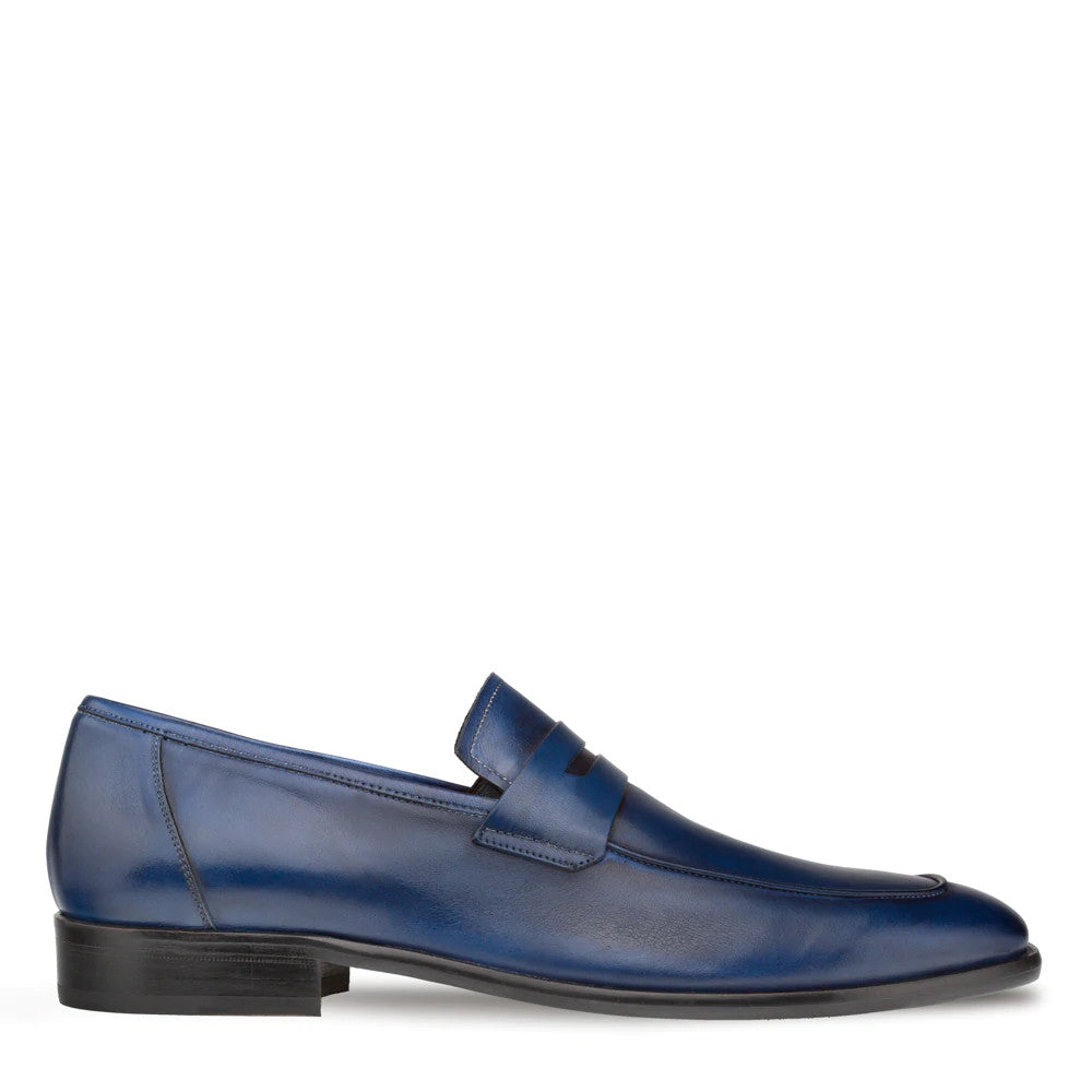 Calfskin Penny Loafer Navy by Mezlan