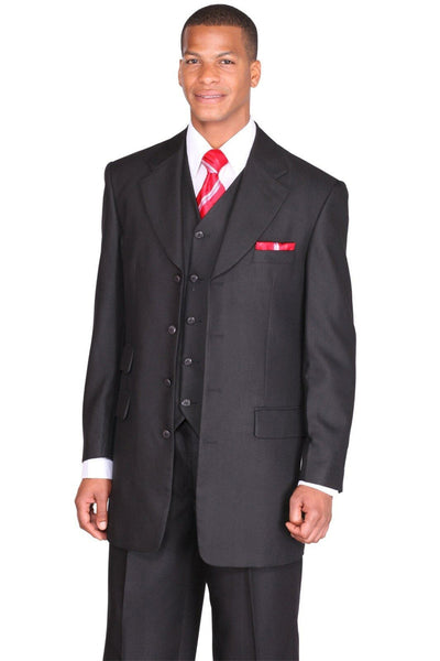 Mens Chain Stripe Long Vested Zoot Suit in Black