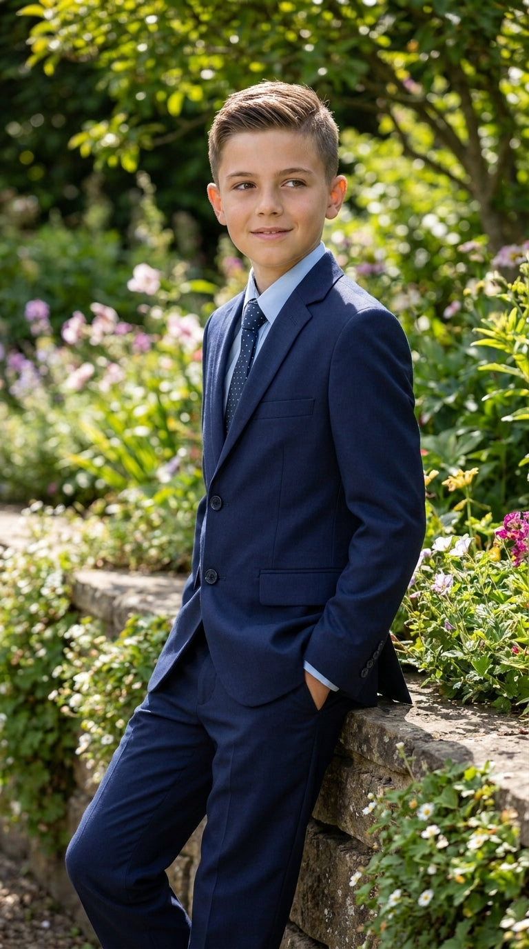 Boys’ Navy Blue 2-Piece Suit – Toddler and Kids Wedding, Church and Formal Suit