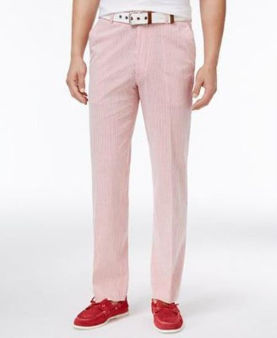 Pre-Order September-30-2021 Mens Slim-Fit Stretch Red/White seersucker ~ sear sucker Suit Men's Tapered Men's Dress Pants - Cheap Priced Dress Slacks For Men On Sale