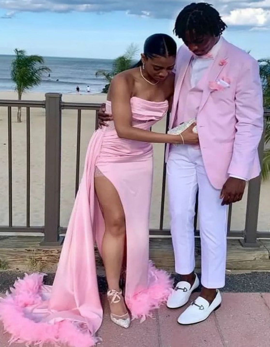 Pink and White Tuxedo Set with Vest and Bowtie