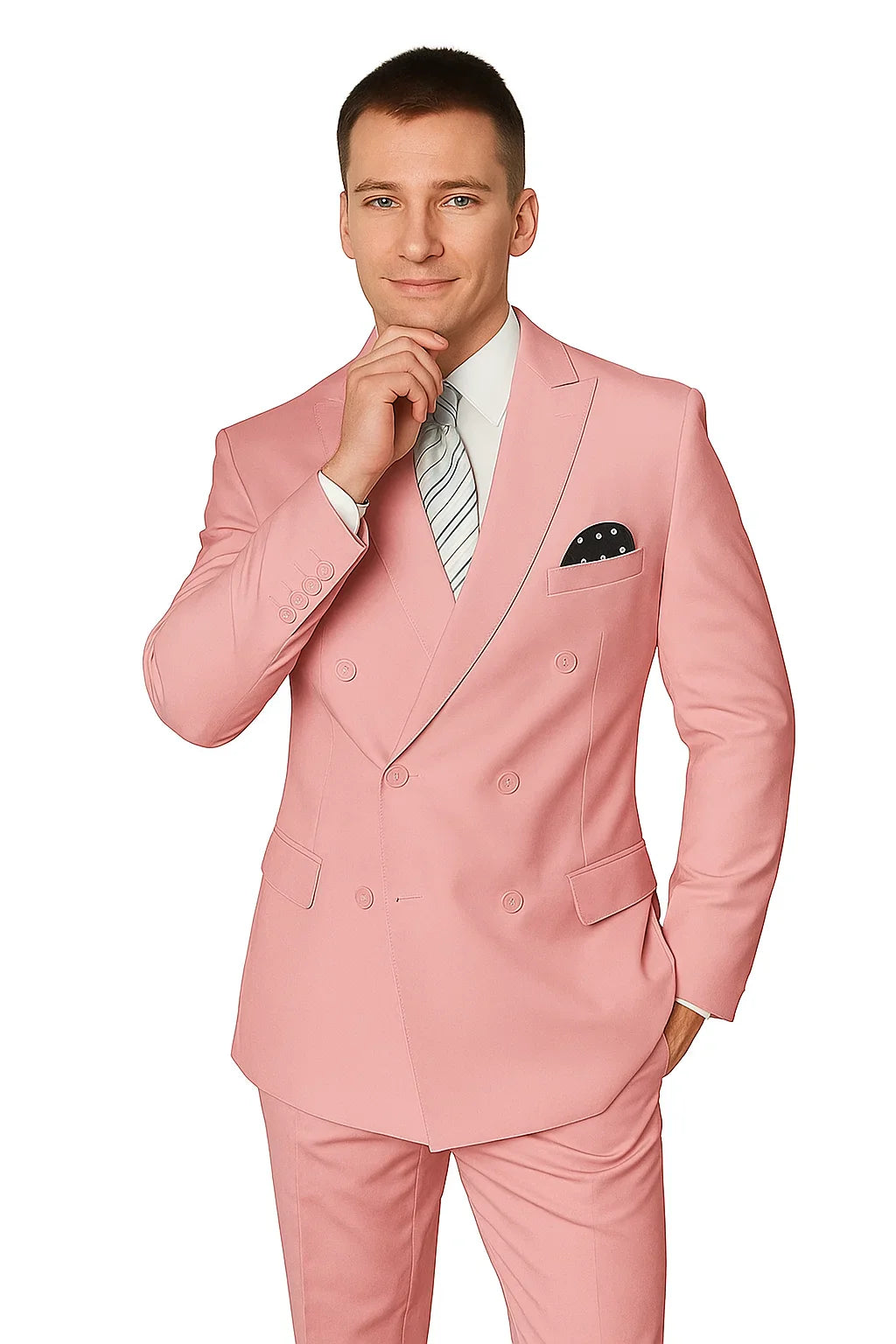 Men’s Double-Breasted Blush Wool Suit
