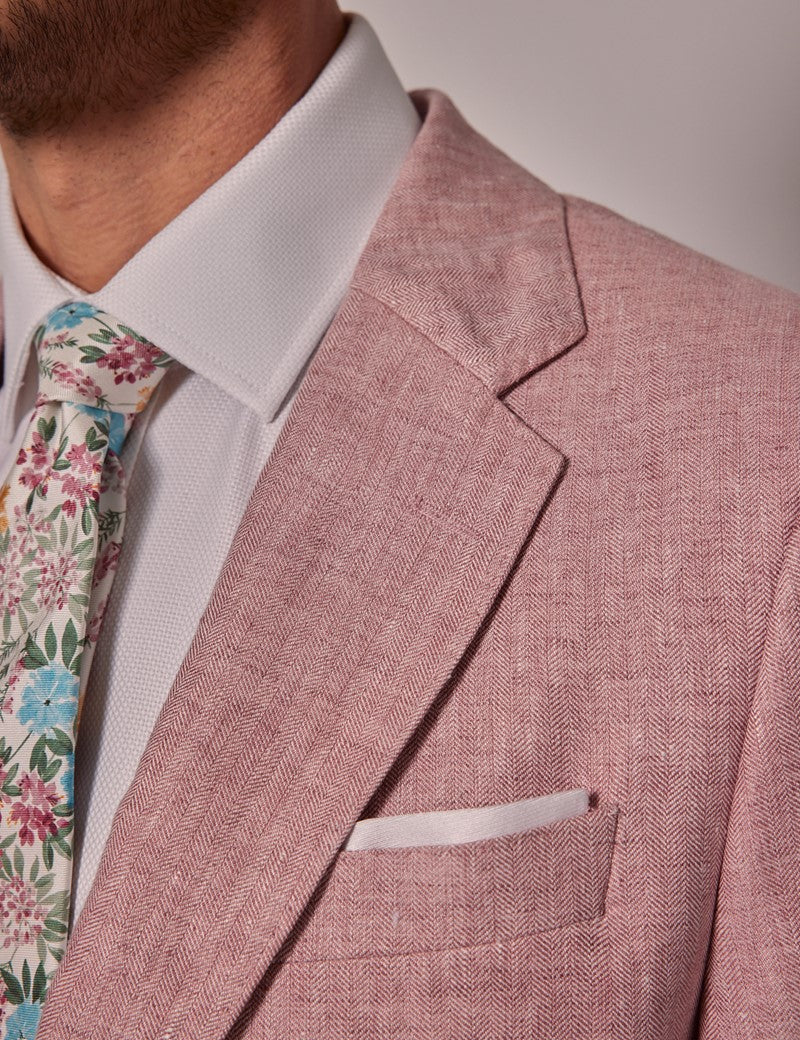 Pink Linen Beach Wedding Suit for Men