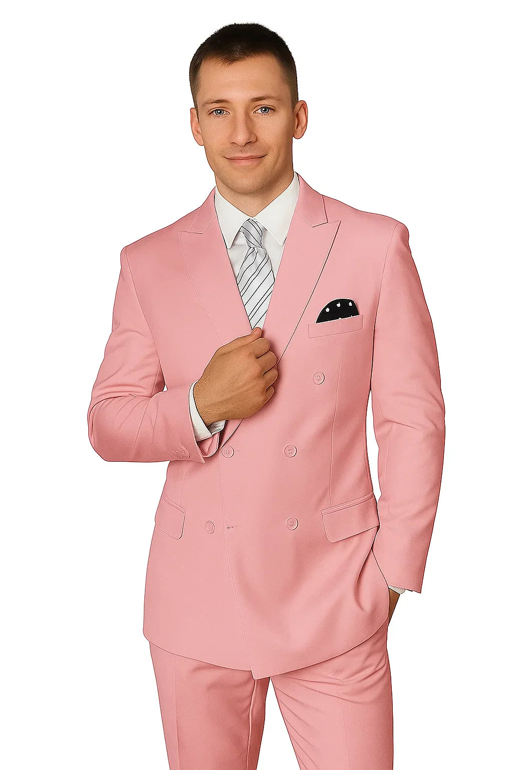 Men’s Double-Breasted Blush Wool Suit