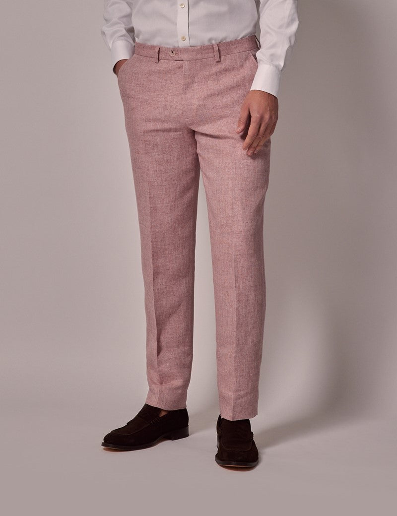 Pink Linen Beach Wedding Suit for Men