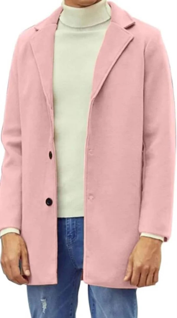 Mens Pink Wool Topcoat