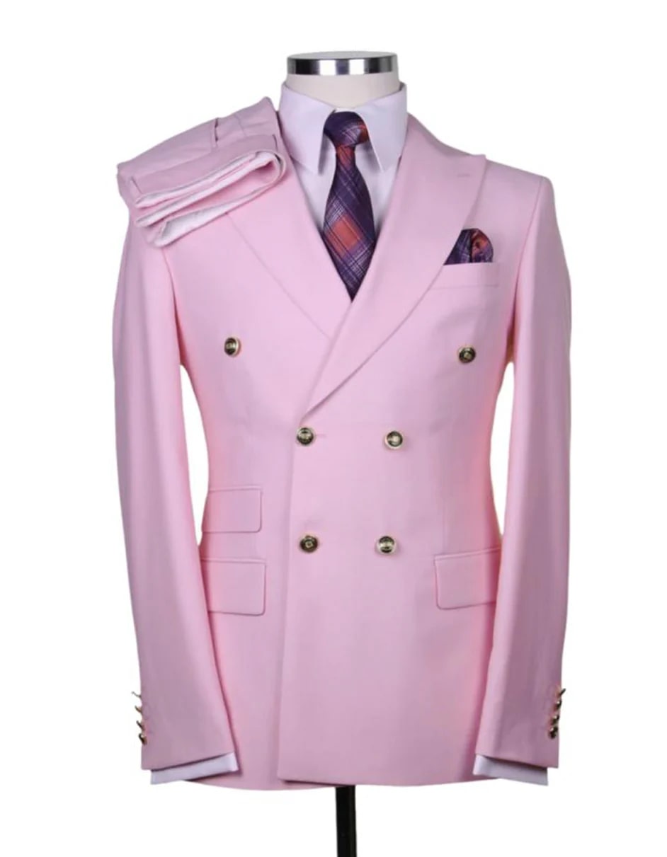 Modern Fit Yellow Wool Double Breasted Suit