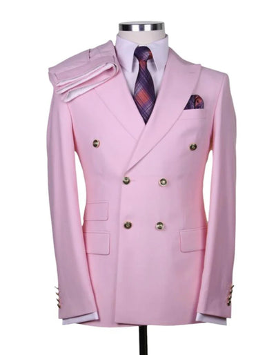 Modern Fit Yellow Wool Double Breasted Suit