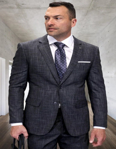 Men's Carbon Wool 3 Piece Suit - Italian Super 150's
