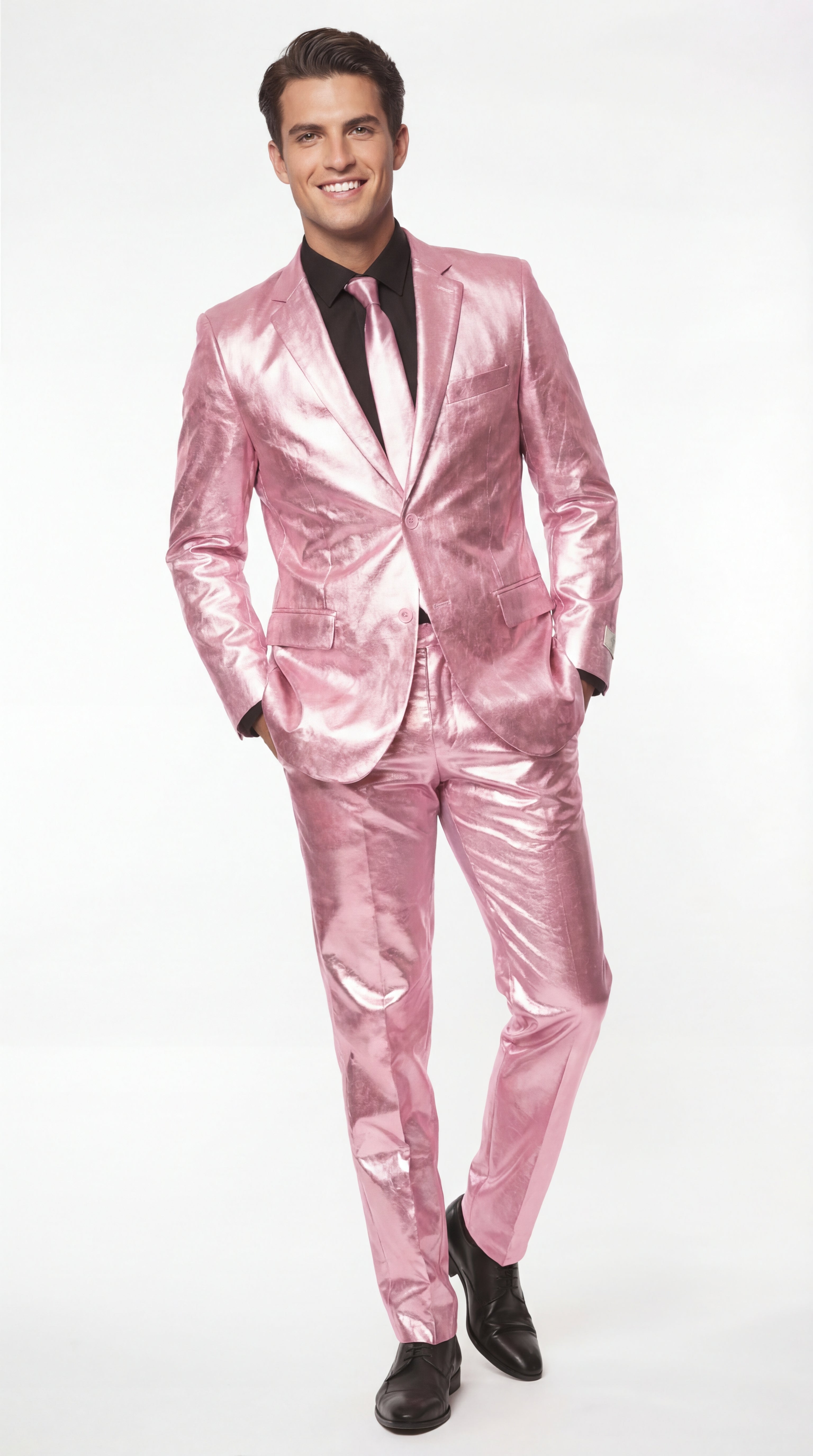 Shiny Metallic Party Pink Suit