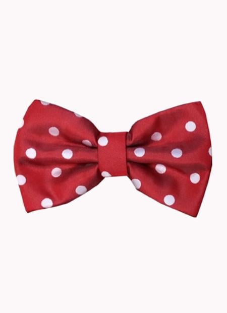 Men's Polyester Red and White Polka Dot Pattern Bowtie-Men's Neck Ties - Mens Dress Tie - Trendy Mens Ties