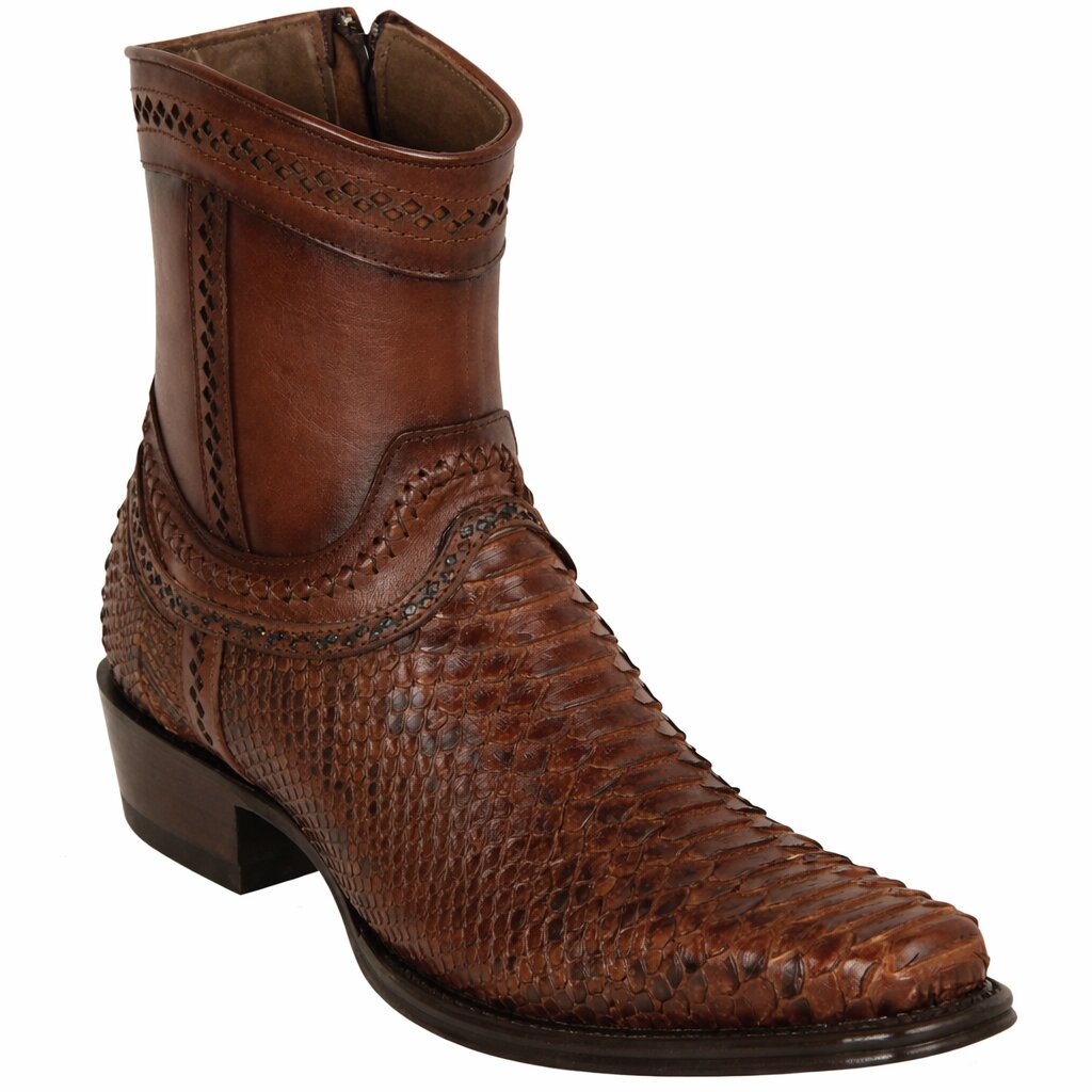 Python European Toe Boots in Porto Brown
