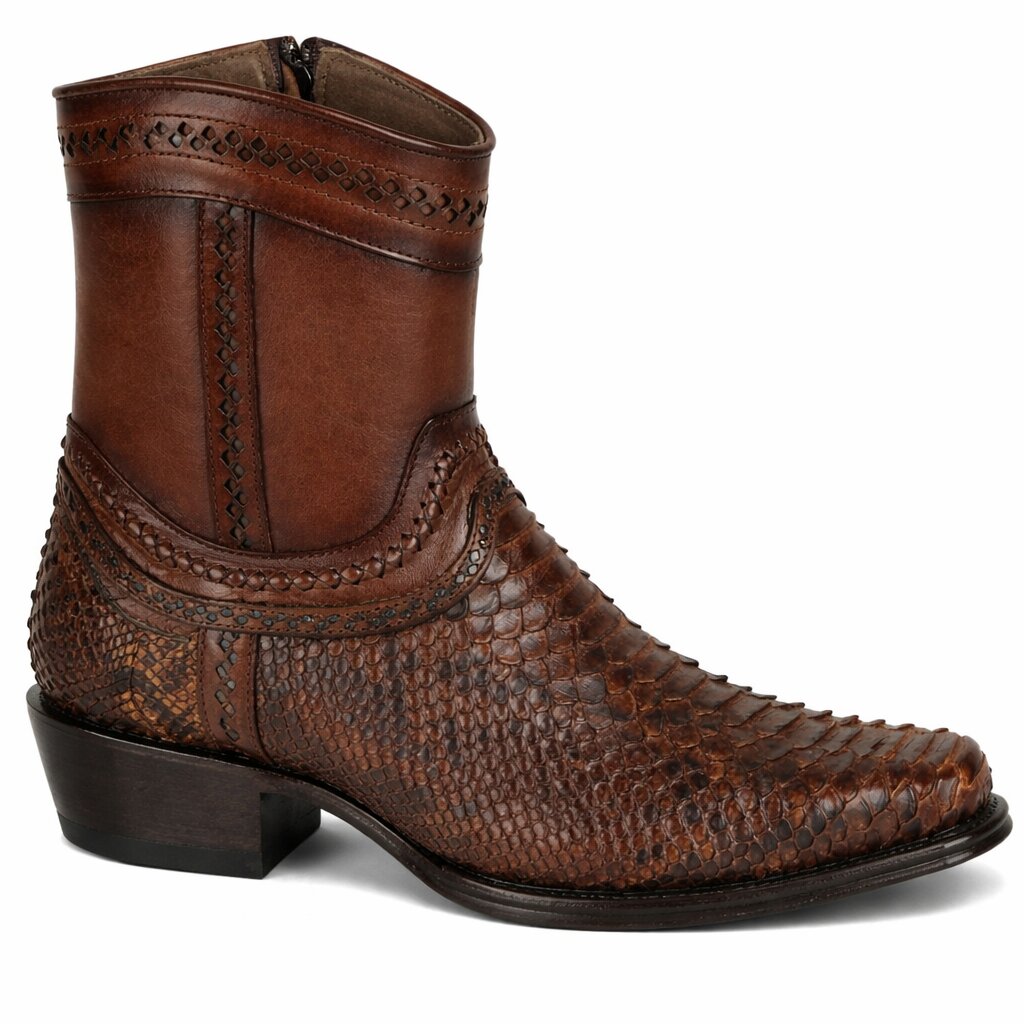 Python European Toe Boots in Porto Brown