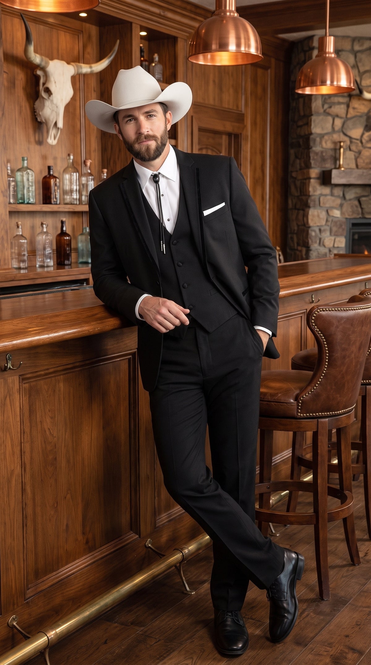 Men’s Black Western Wedding Tuxedo, Country Traje Vaquero Formal Suit