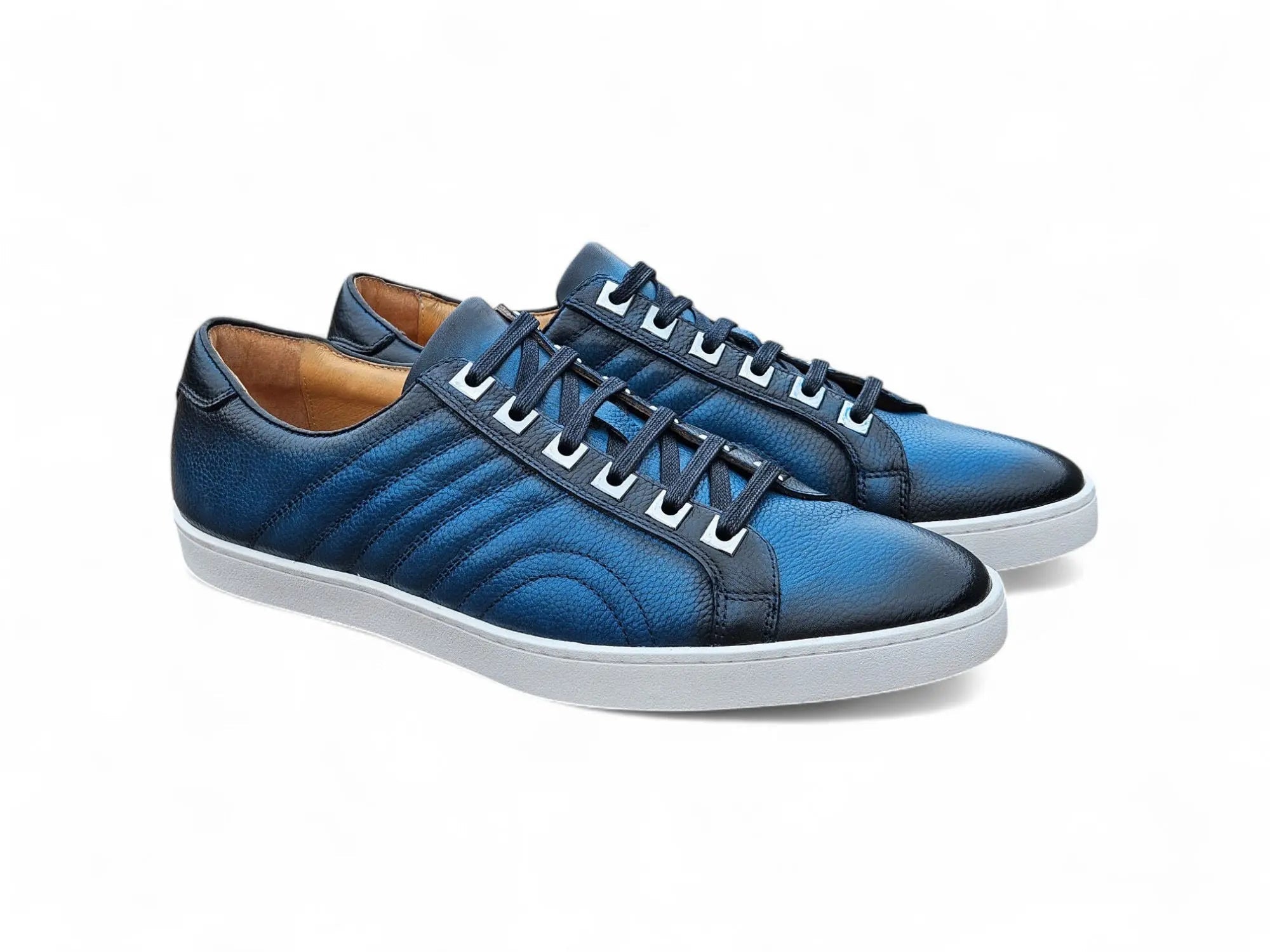 Primo Hand Burnished Leather Sneakers Carrucci