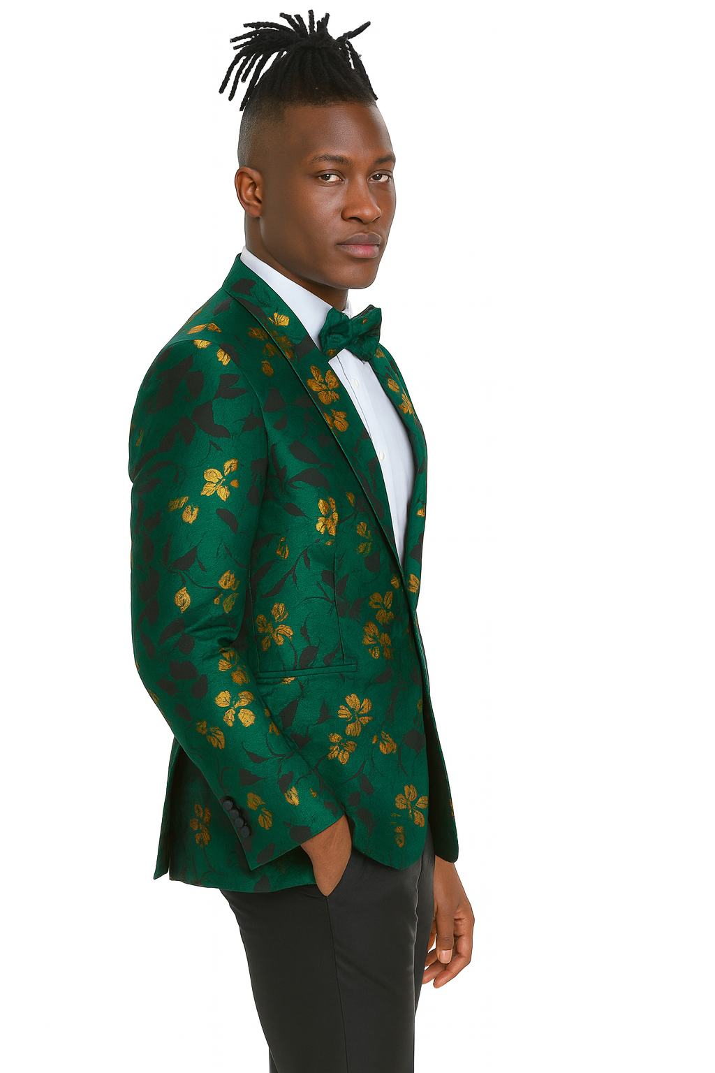 Hunter Green & Gold Paisley Slim Fit Tuxedo Jacket