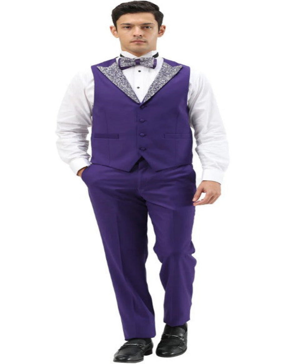 Purple Prom Tuxedo with Rhinestone Lapel