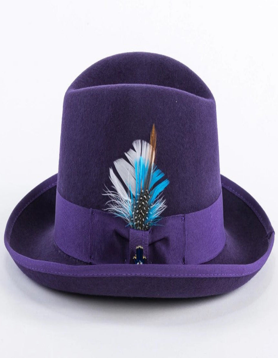 1920s Purple Fedora – Men’s Classic Gangster Godfather Wool Dress Hat