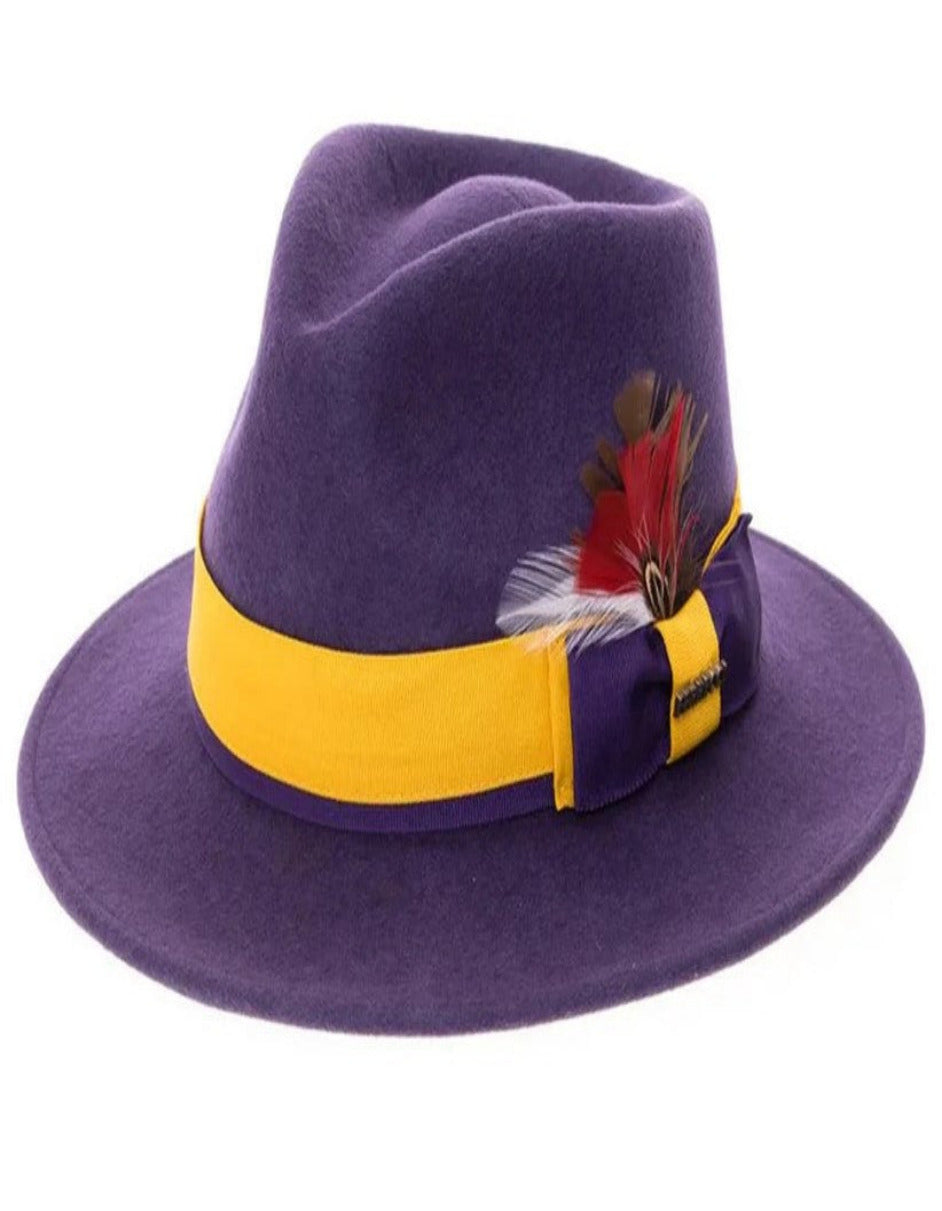 1920s Purple and Gold Fedora – Men’s Classic Two-Tone Dress Hat