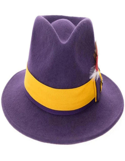 1920s Purple and Gold Fedora Dress Hat