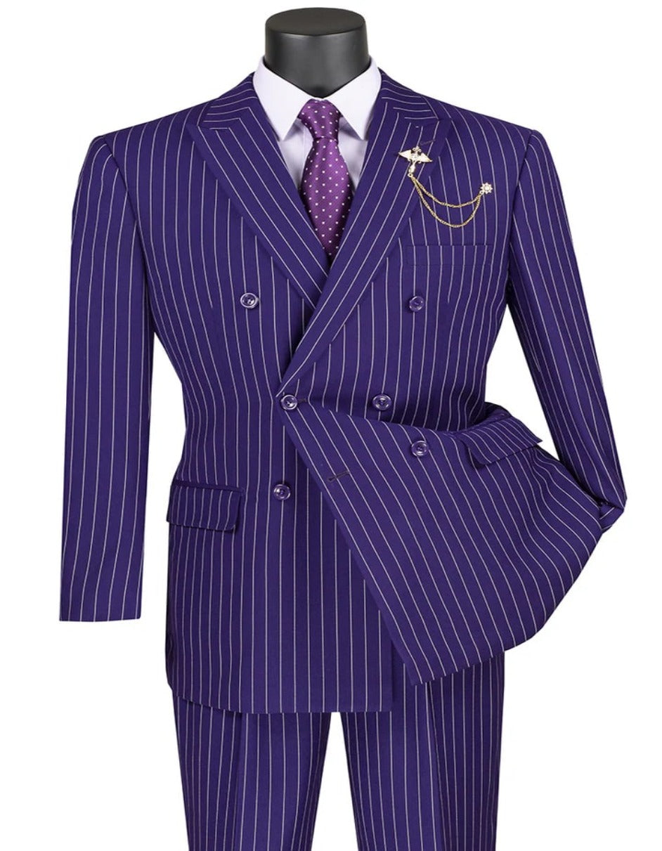 Men’s Pleated Pant Suit in Bold Pinstripe
