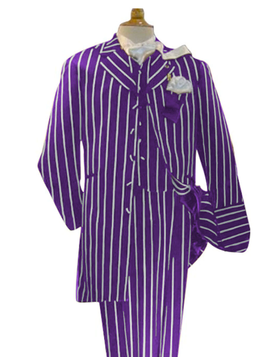 Gangster 1920s Purple White Pinstripe Suit