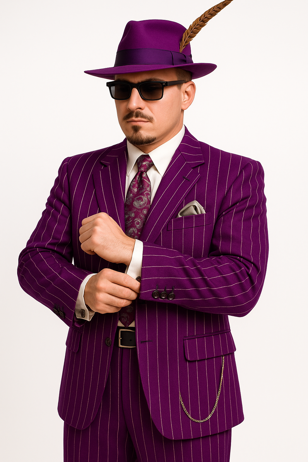 Purple Pinstripe Zoot Suit 3 Piece Vintage Outfit