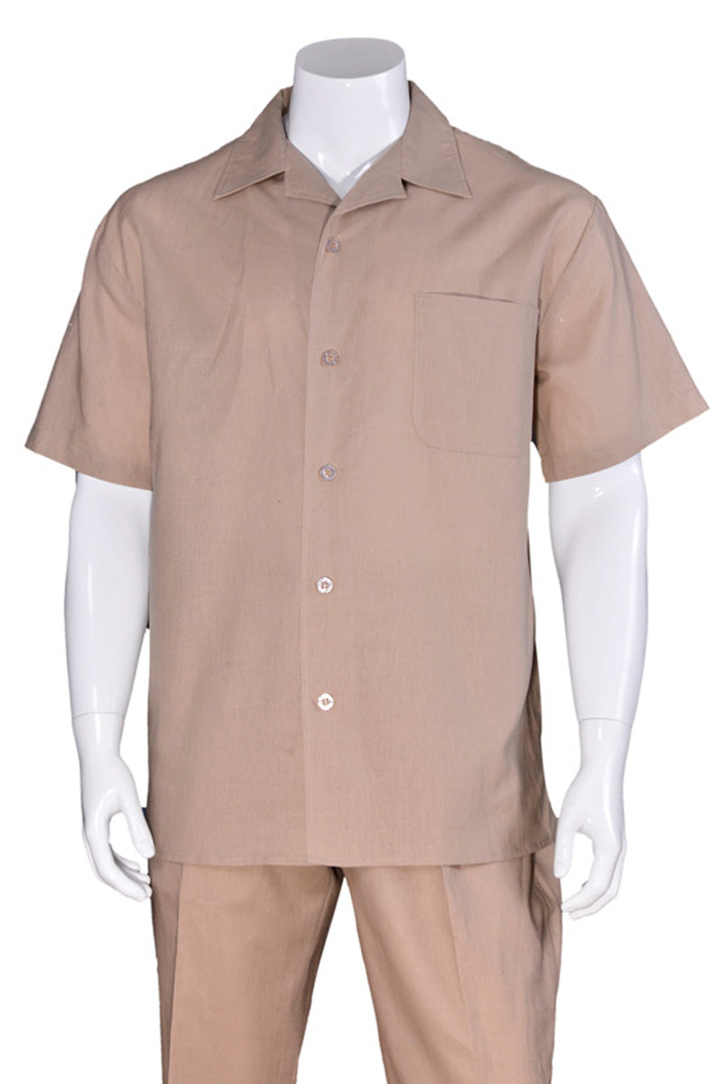 Linen Short Sleeve Walking Suit for Men