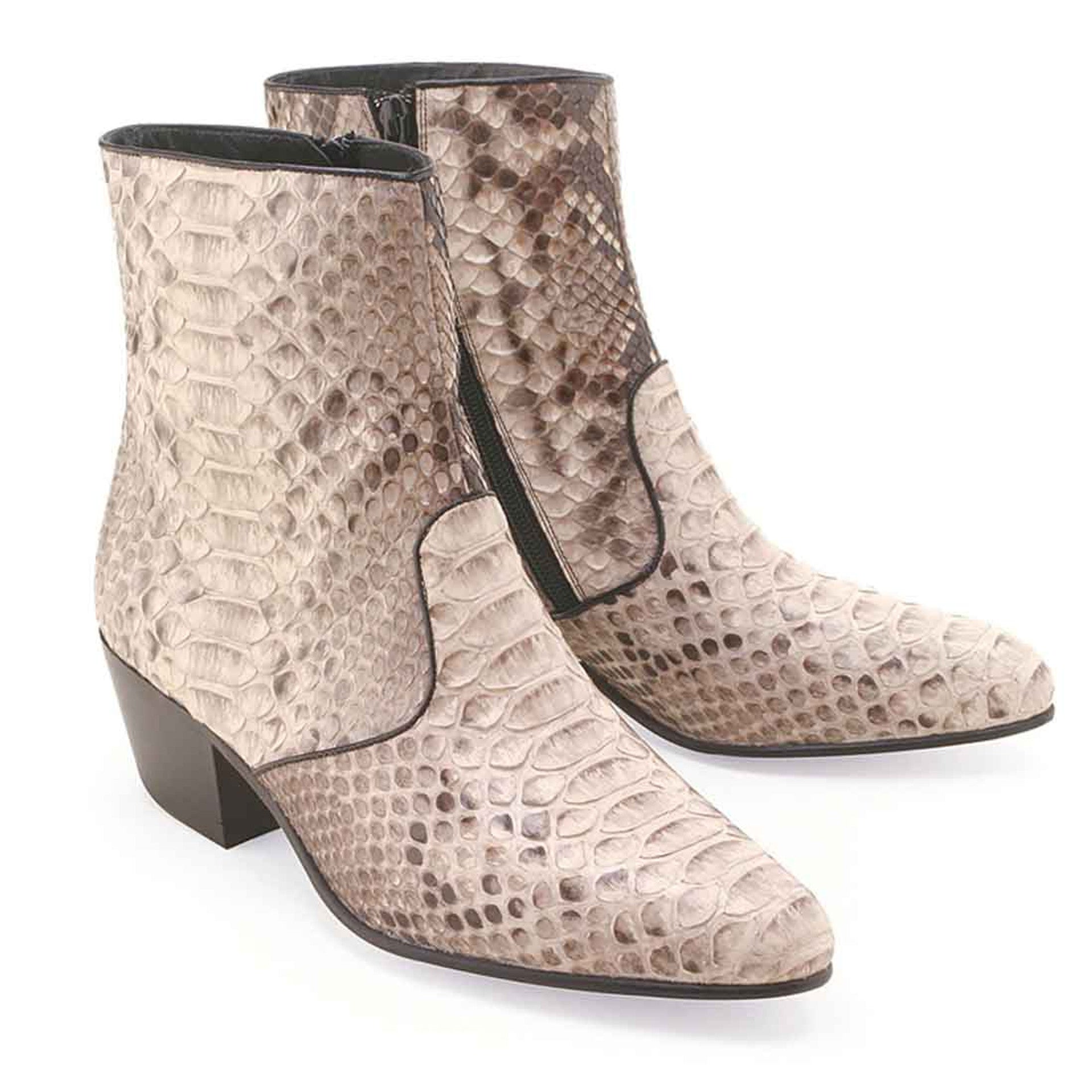 Los Altos Natural Python Snakeskin Ankle Boots