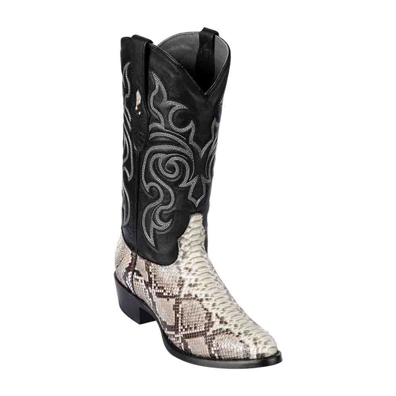 Natural Python Snakeskin Round Toe Boots