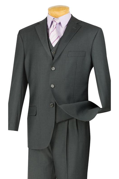 Mens Classic 3 Button Vested Dress Suit in Grey