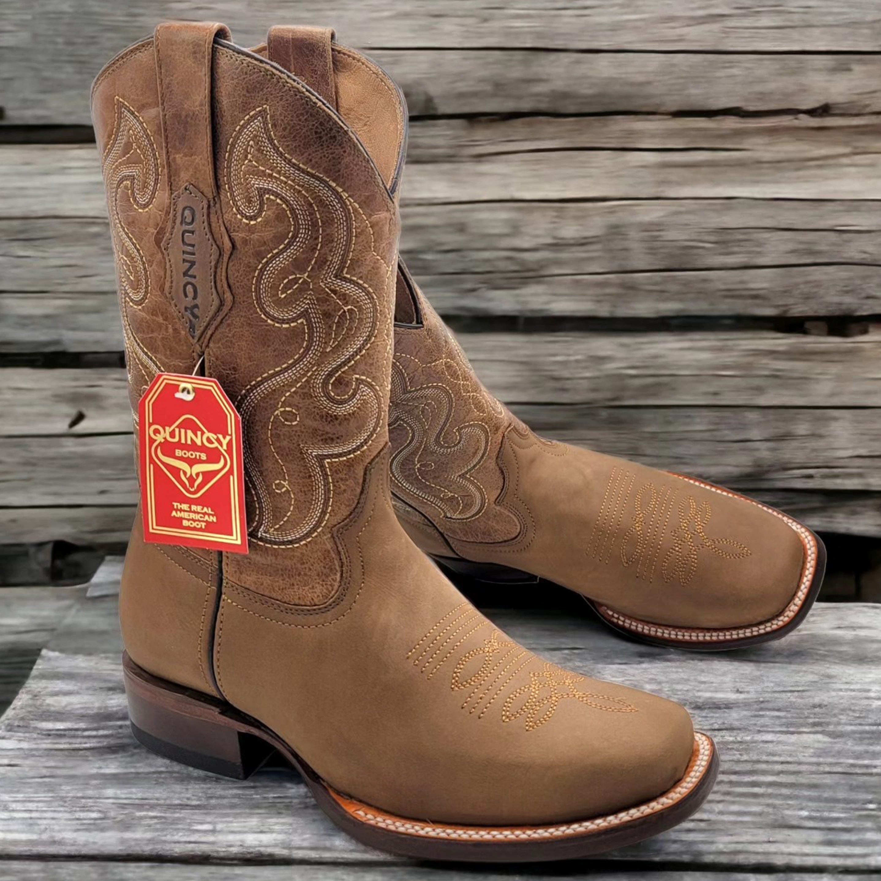 Men's Tan Square Toe Western Boots