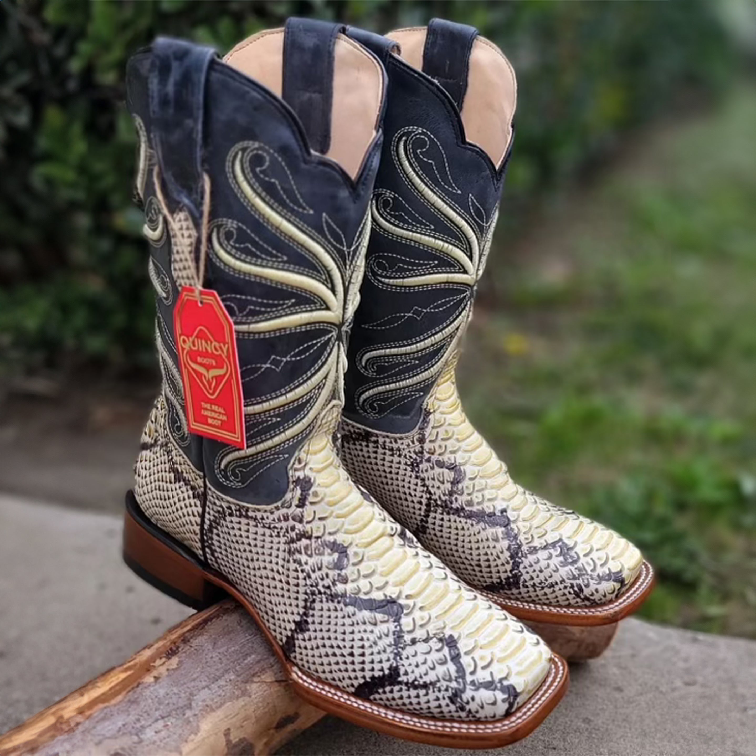 Printed Python cowboy boots