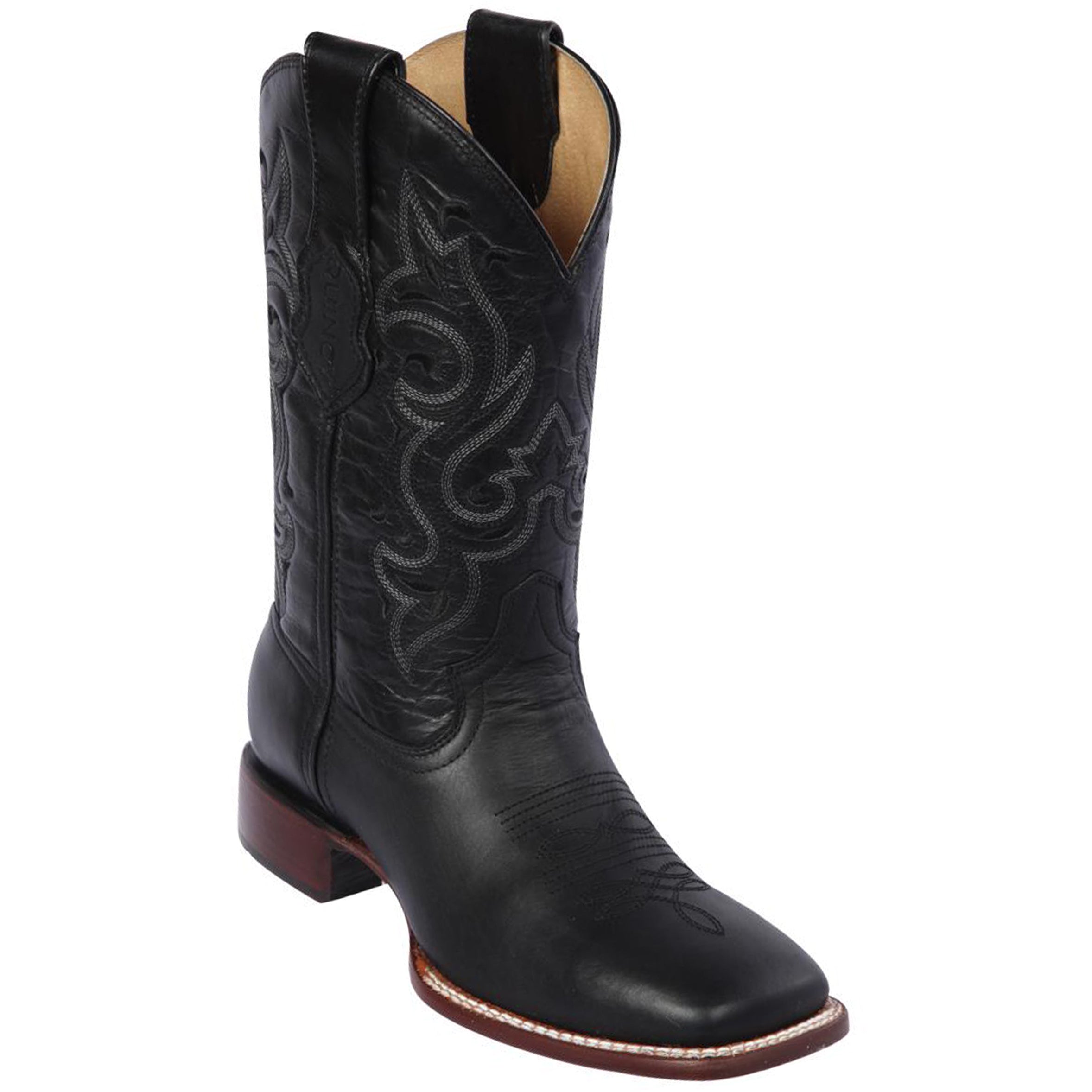 Black square toe cowboy boot