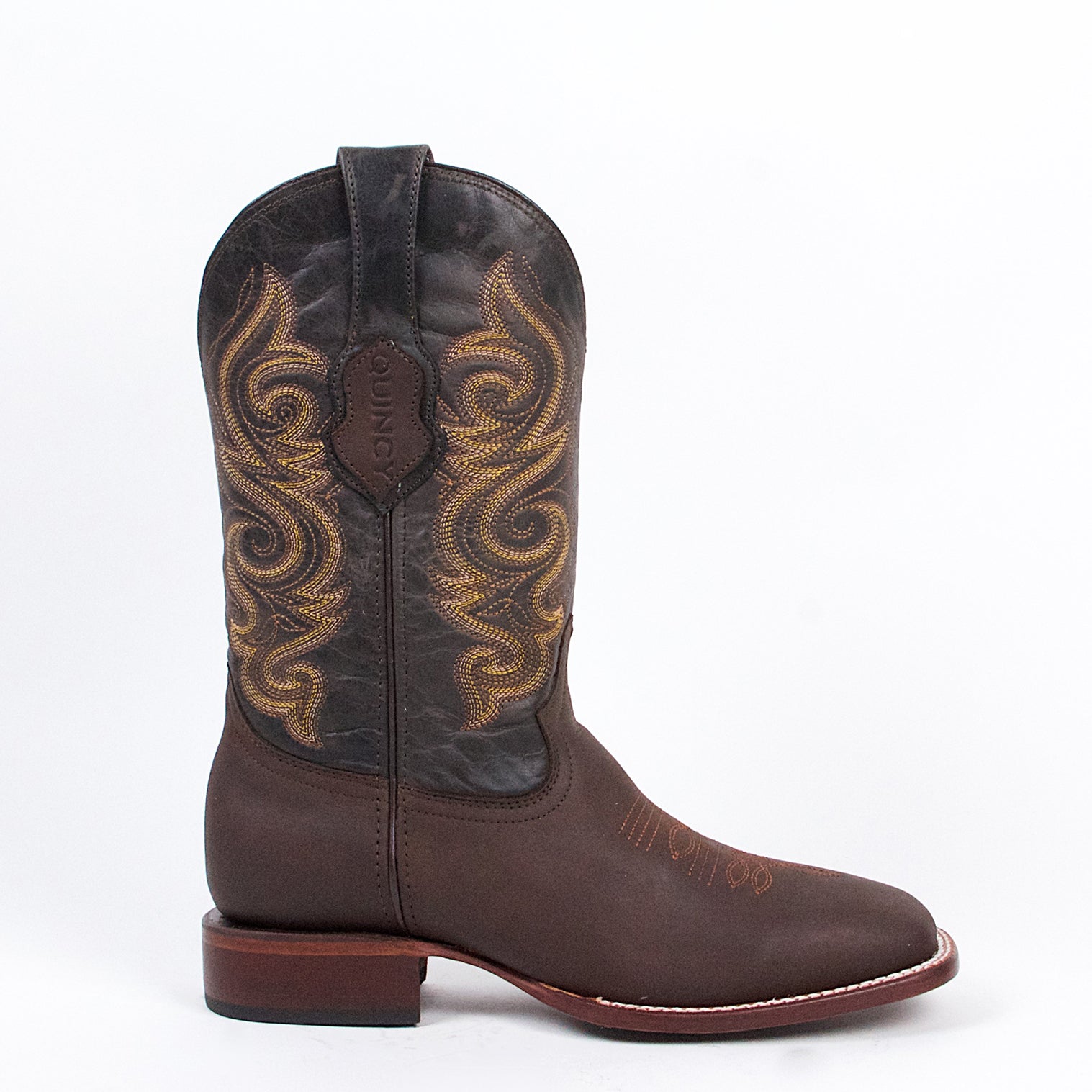 Brown Wide Square Toe Boots