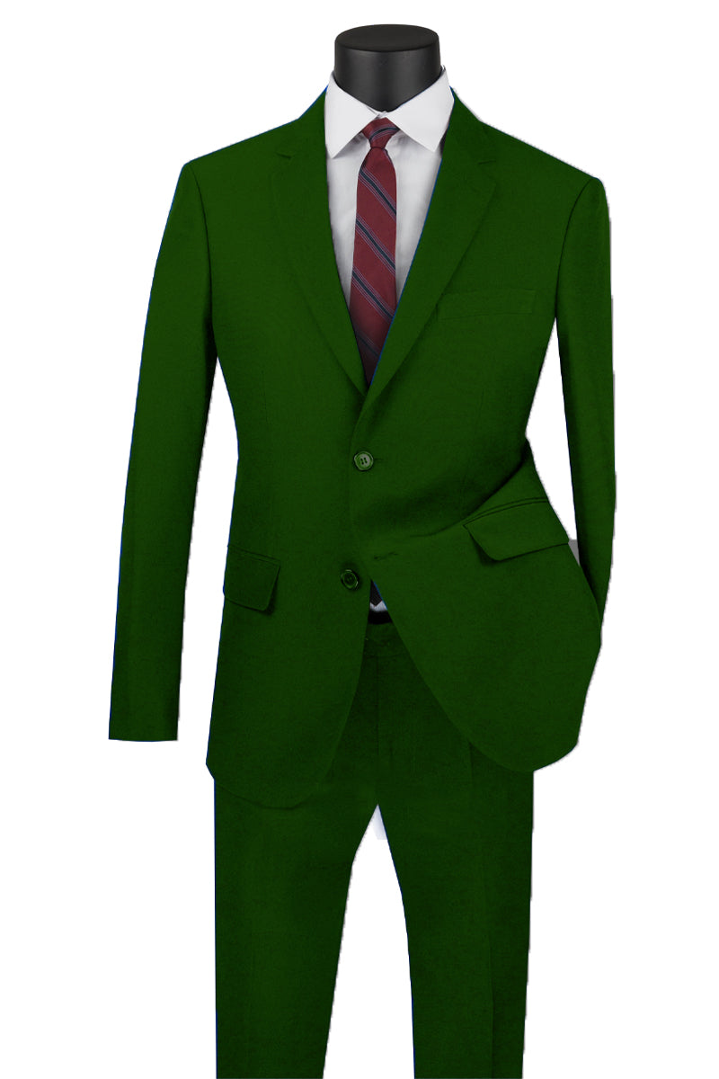 Men's Classic 2 Button Olive Poplin Suit