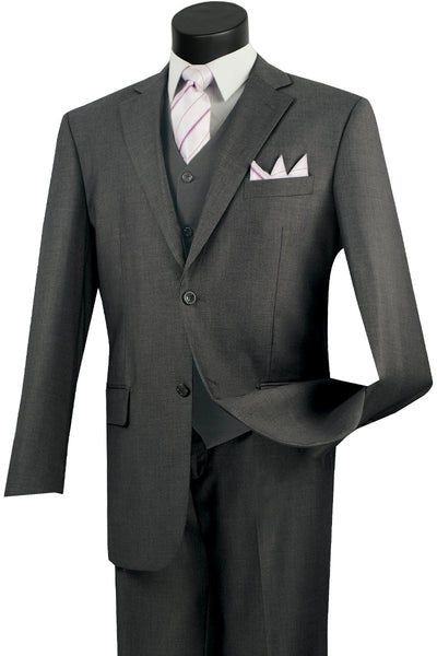 Menβs Heather Grey Classic Fit Vested Suit
