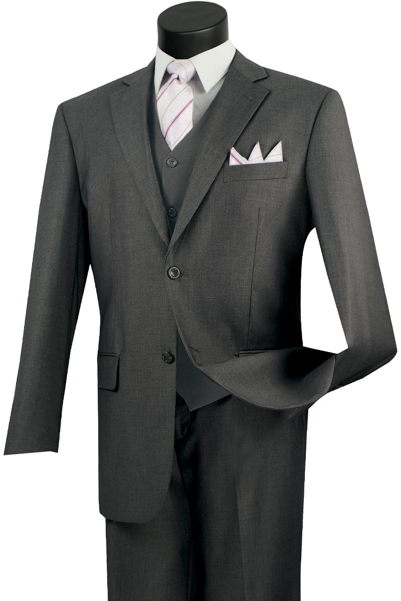Men’s Heather Grey Classic Fit Vested Suit