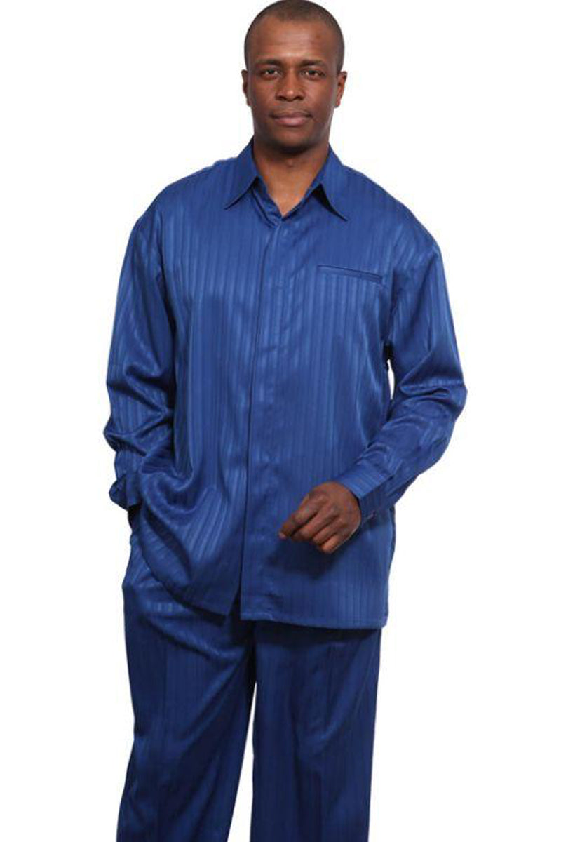 Royal Blue Pinstripe Walking Suit for Men