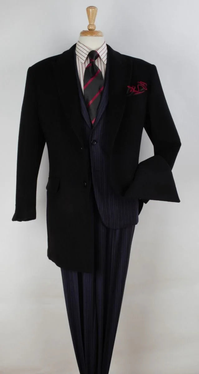 Veno Giovanni Men's 100% Wool 3/4 Length Length Top Coat Single Breasted