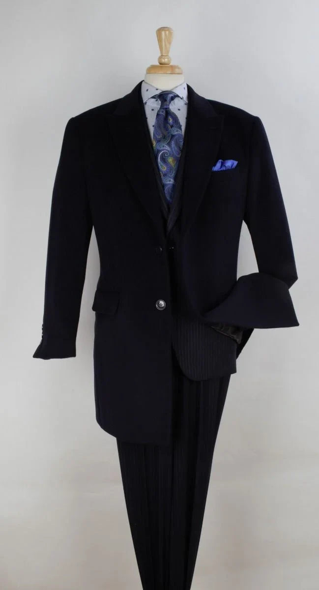 Veno Giovanni Men's 100% Wool 3/4 Length Length Top Coat Single Breasted