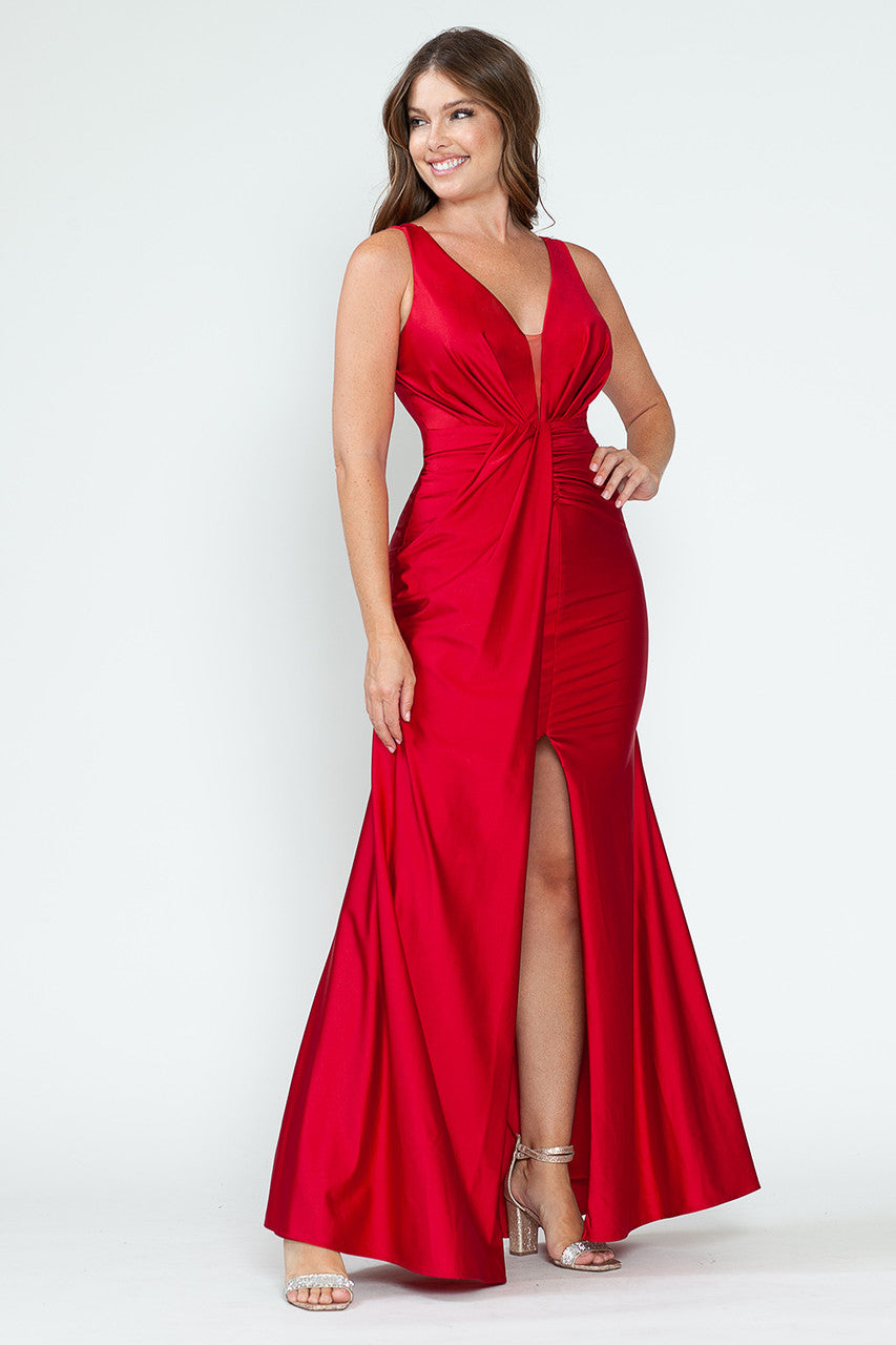Bridesmaid Dress V-Neck Empire Bodice Ruched Prom Gown By Lenovia 5319-New Collection