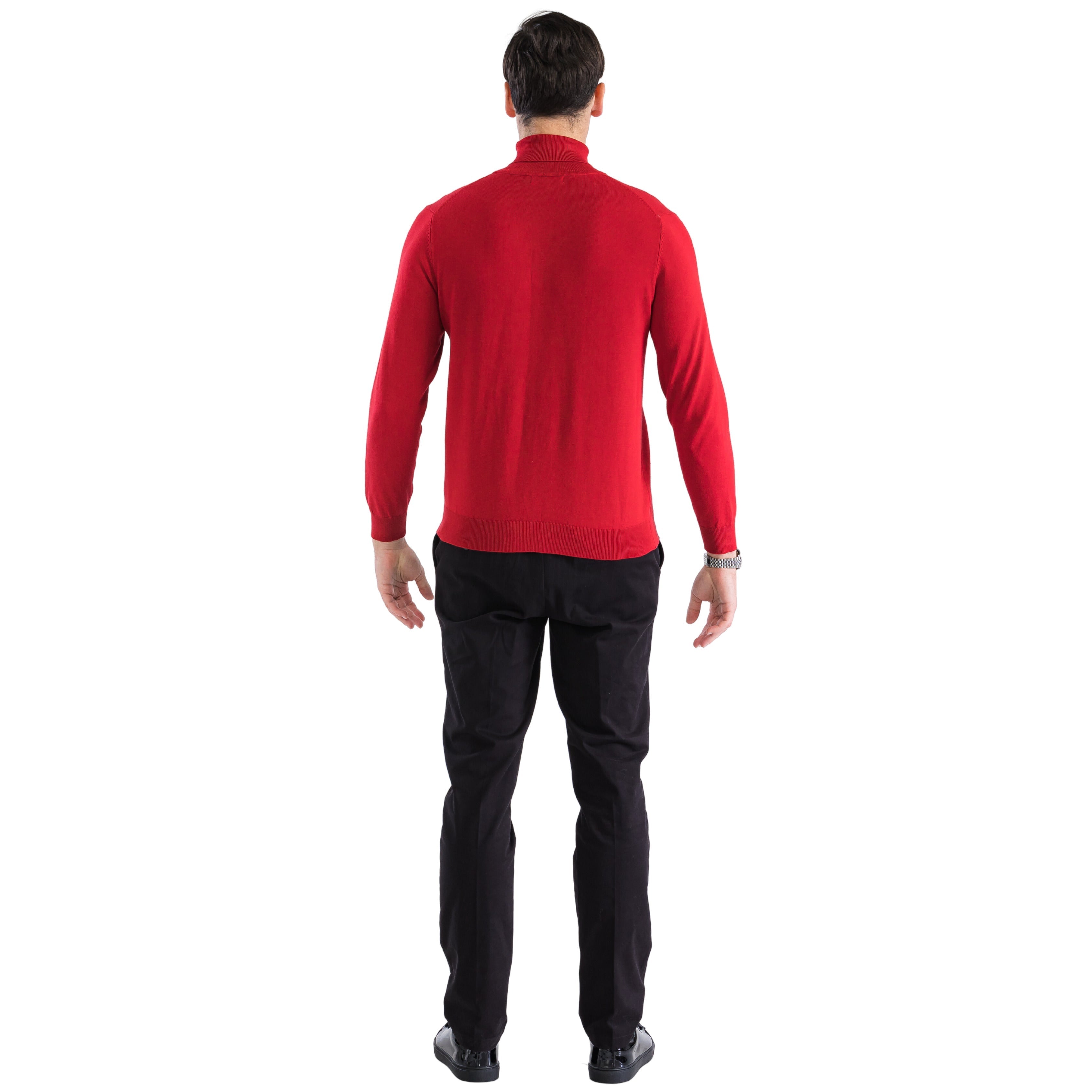 Red Pullover Turtleneck Sweater for Men