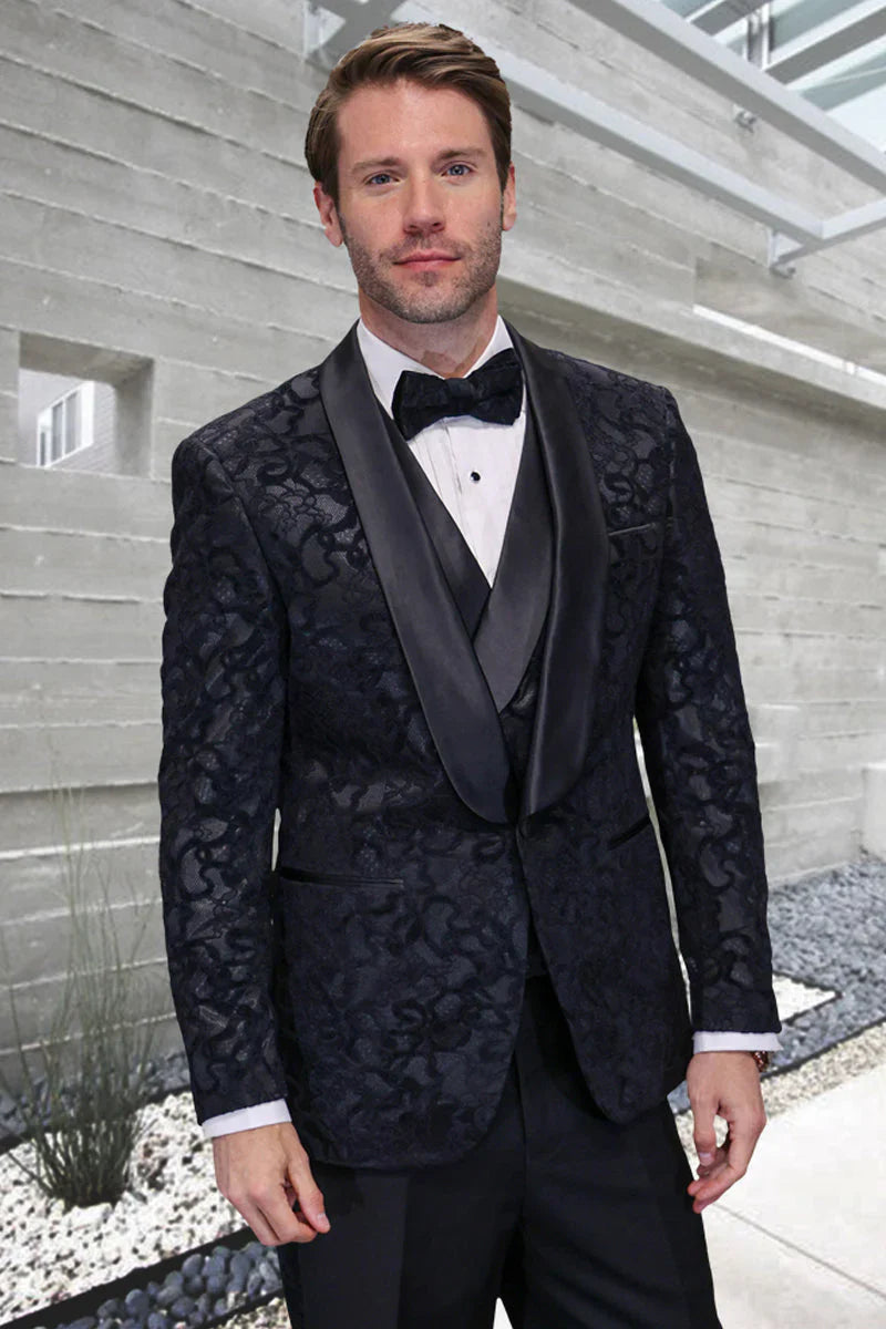 Black Paisley Velvet Smoking Jacket Tuxedo