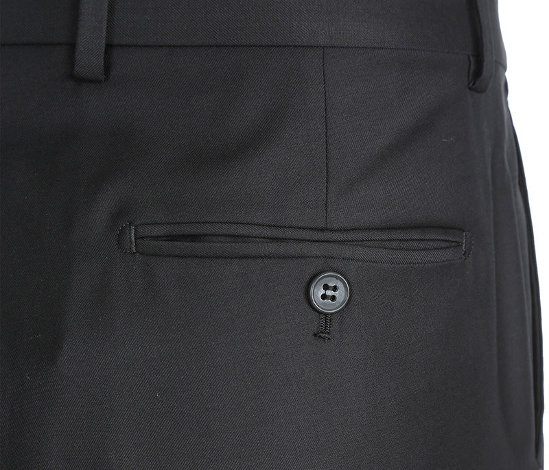 Half Canvas Modern Fit Wool Suit Black 2-Piece