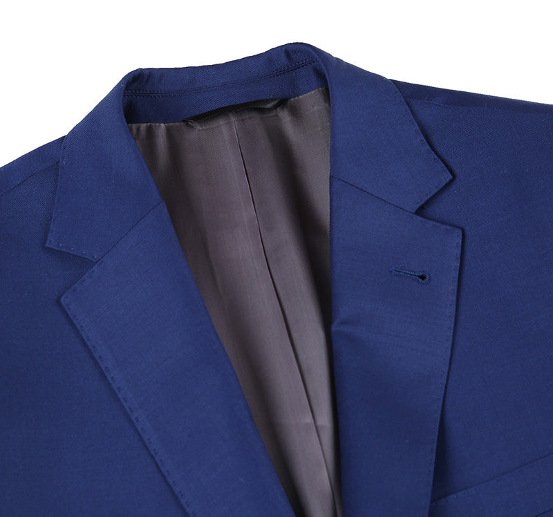 Half Canvas Wool Modern Fit 2 Piece Suit Blue