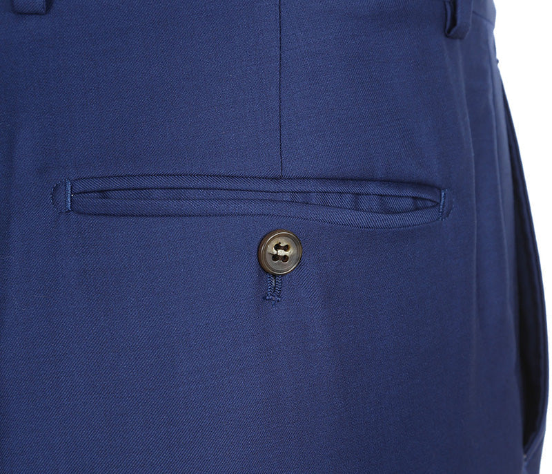 Half Canvas Wool Modern Fit 2 Piece Suit Blue
