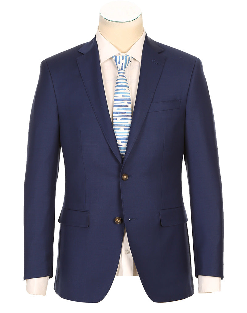 Half Canvas Wool Modern Fit 2 Piece Suit Blue