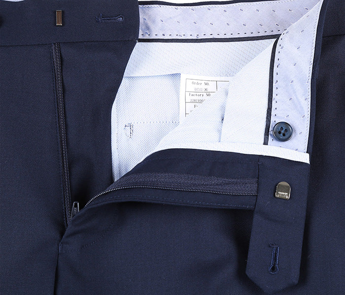 Half Canvas Modern Fit Wool Suit - Navy (2 Piece)